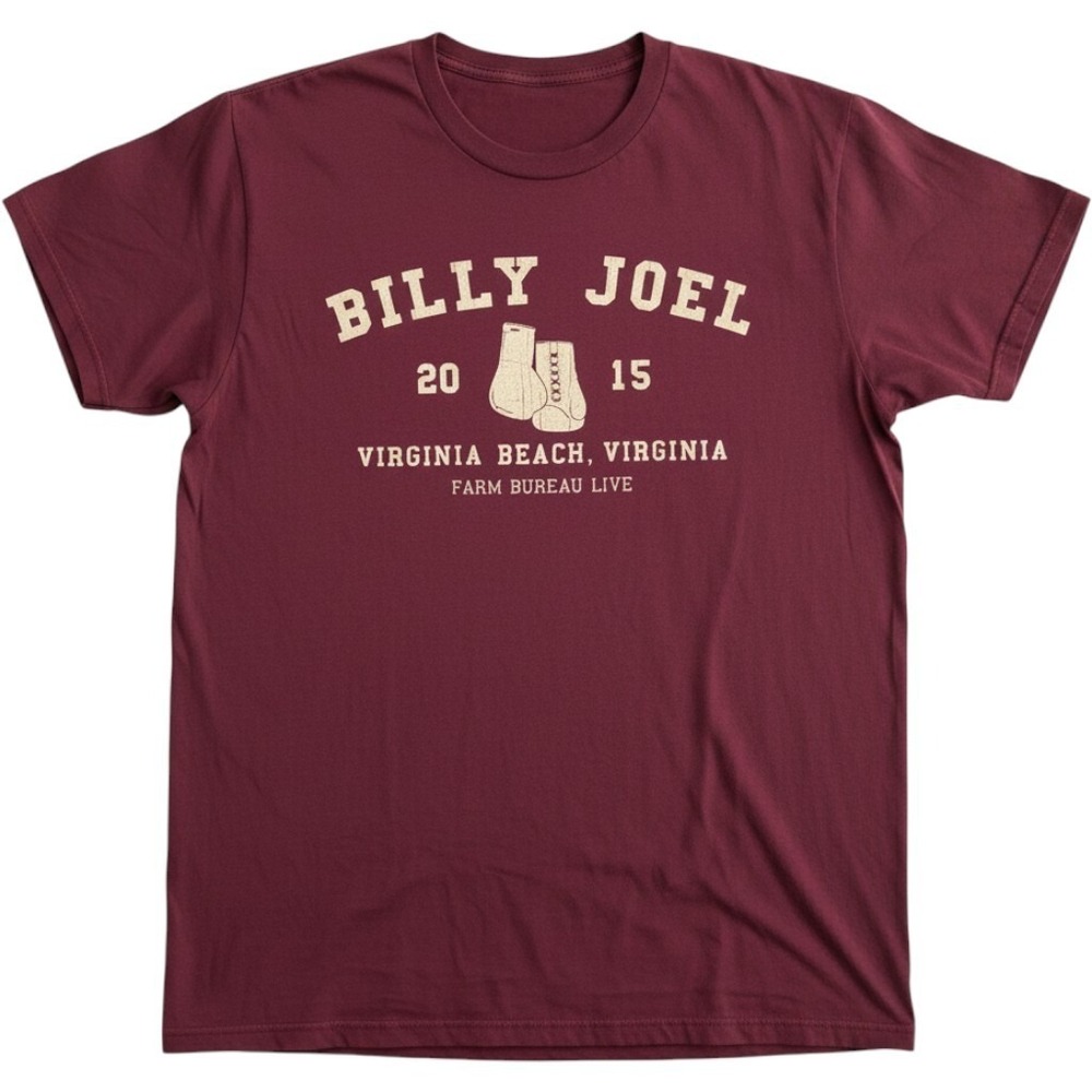 BILLY JOEL 2015 Concert Tshirt Merchandise Swag Va Beach Boxing Gloves Sz L
